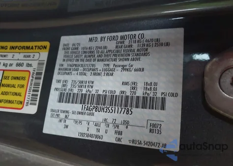 2025 Ford Mustang Ecoboost Premium z USA, uszkodzony, nr VIN 1FAGP8UH3S5117785